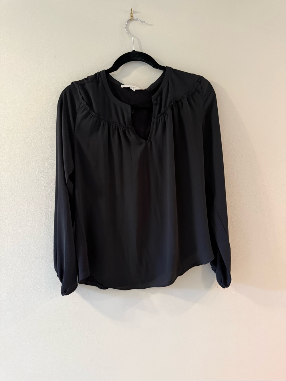 LOFT Black Long-Sleeve Peasant Top